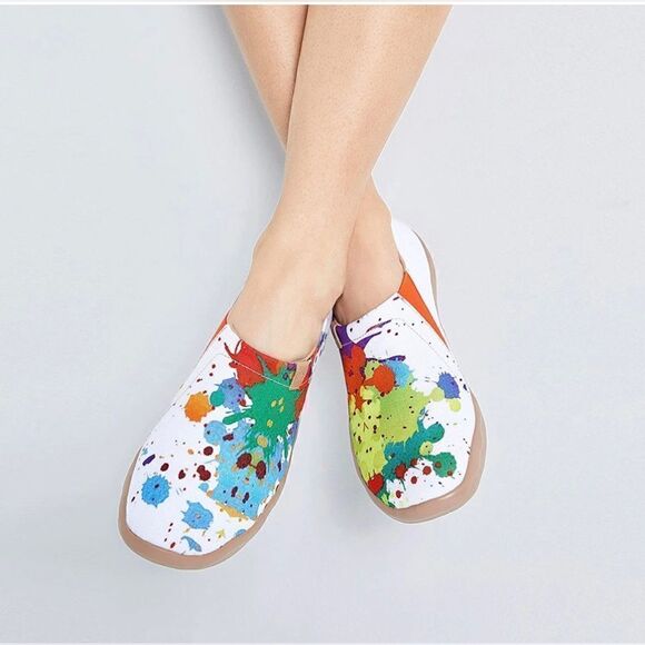 UIN Women's Slip On Sneakers Casual Canvas Comfort Walking Shoes (Hello Colors) - Picture 2 of 6